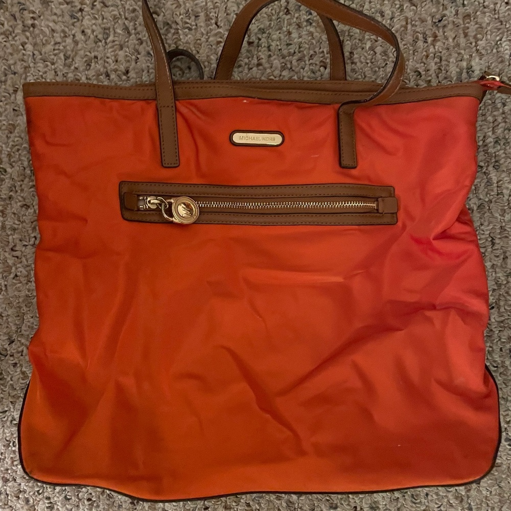 Orange and Brown Michael Kors Tote Bag